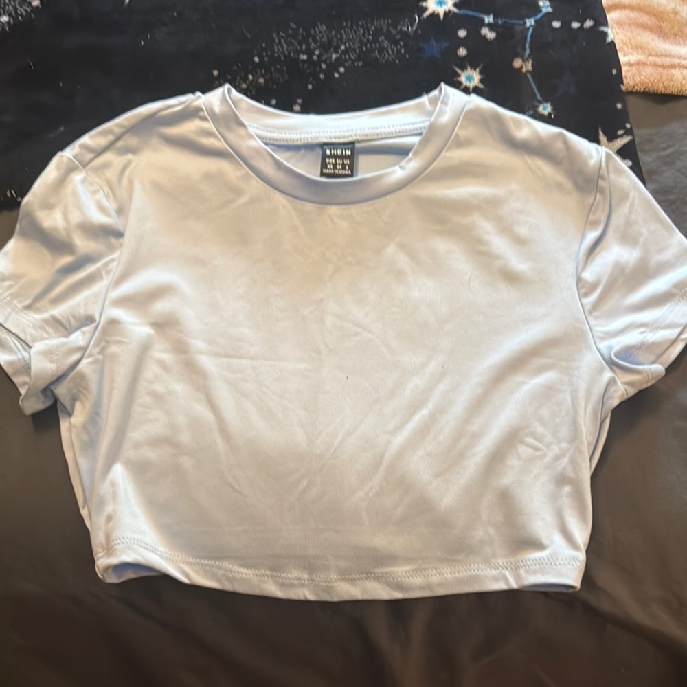 SHEIN Cream Boxy Crop T-Shirt Short Sleeve